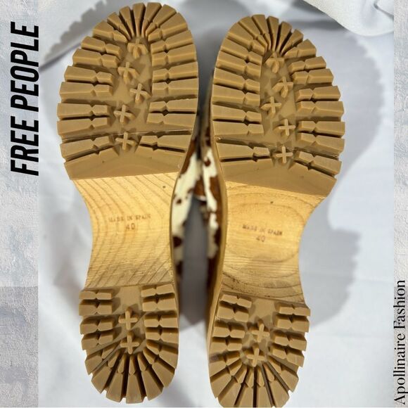 FREE PEOPLE CORBIN CALF HAIR CLOG IN BROWN SIZE 40 NEW - Picture 4 of 6